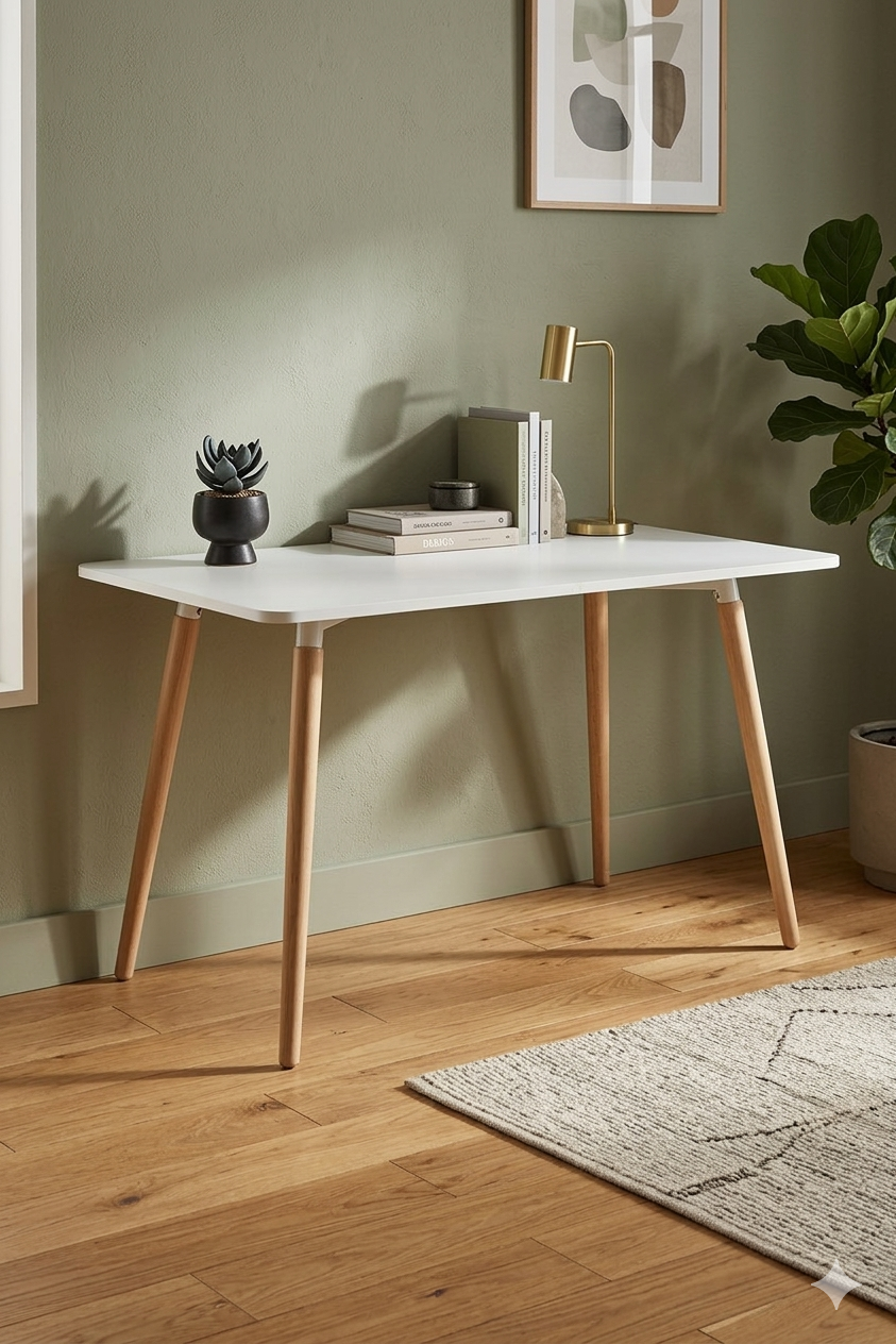 Modern Rectangular MDF Dining Table with Beech Wood Legs