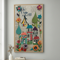 Whimsical Village Collage Canvas