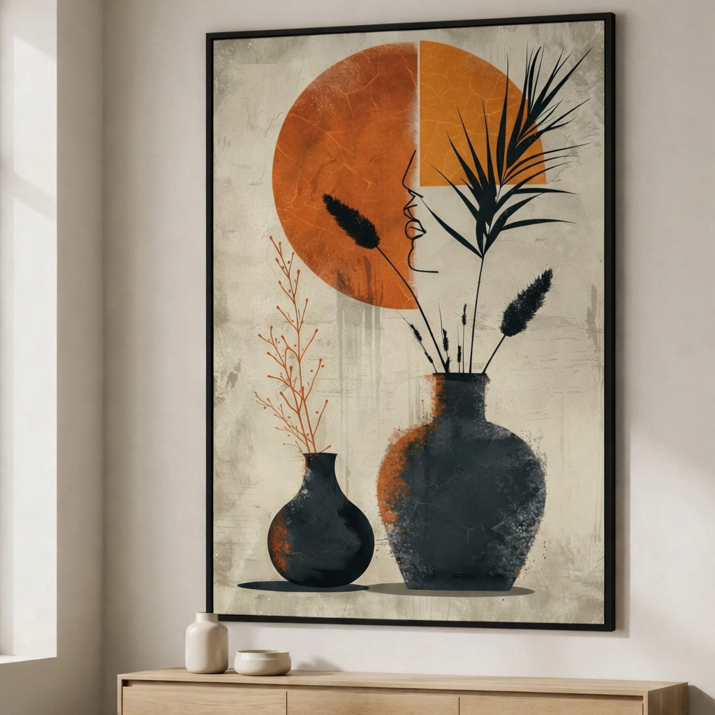 Abstract Vases & Sun Canvas Art