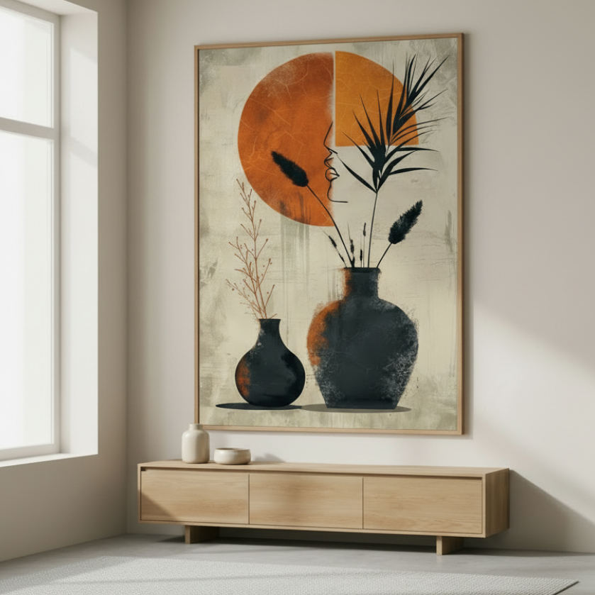 Abstract Vases & Sun Canvas Art