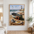 Coastal Breakfast Lighthouse Canvas Wall Art