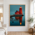 Red Lighthouse Reflection Canvas