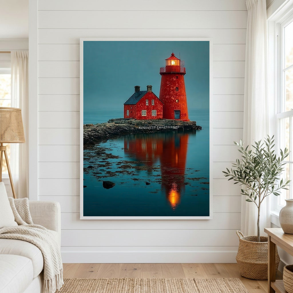 Red Lighthouse Reflection Canvas
