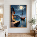 Moonlit Harbor Canvas