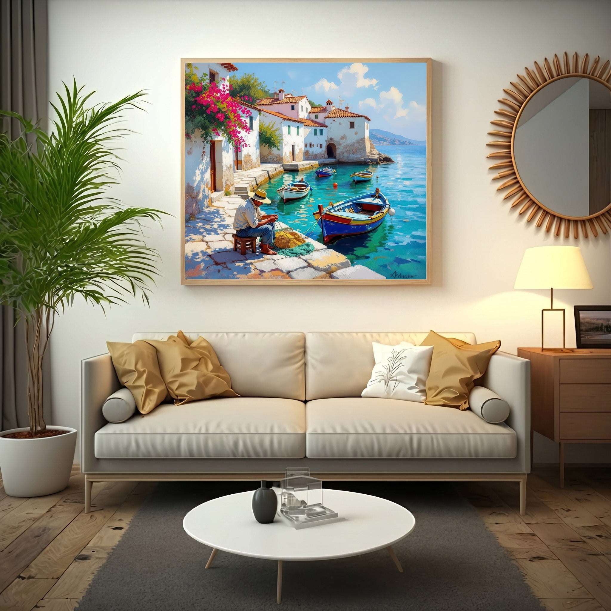 Mediterranean Harbor Life Canvas