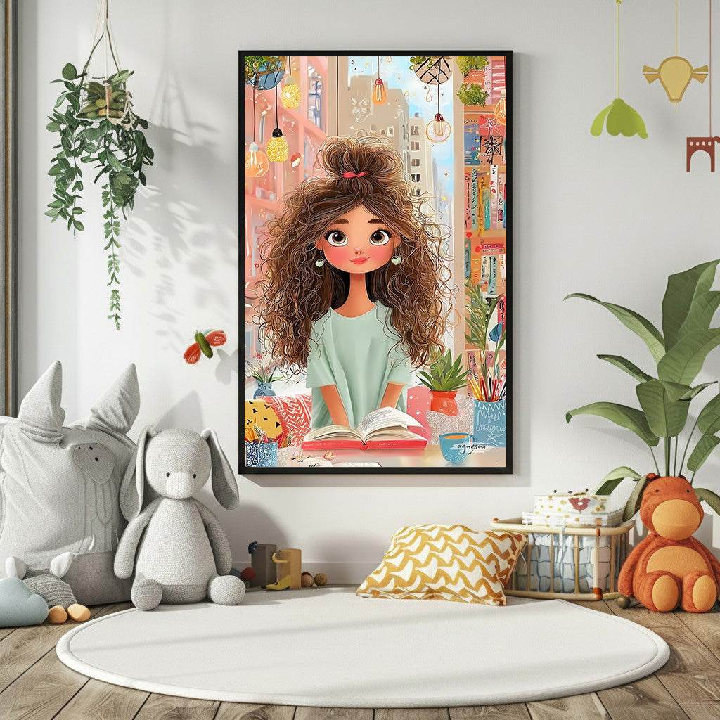 Whimsical Girl Reading Canvas