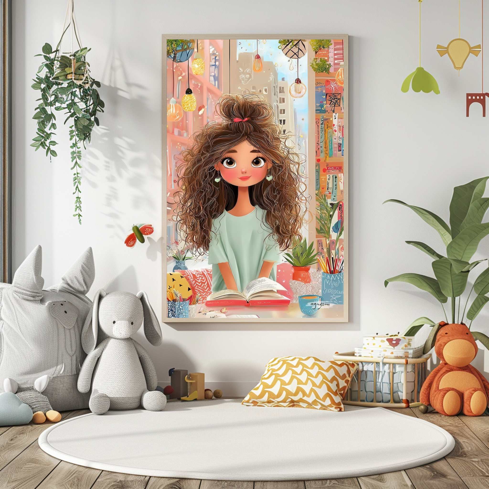 Whimsical Girl Reading Canvas