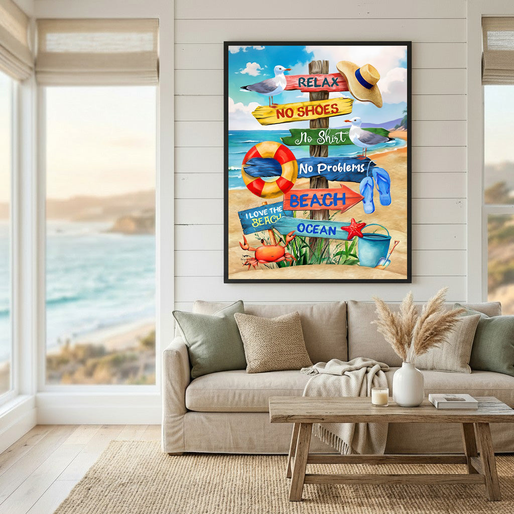 Colorful Beach Sign Canvas Art