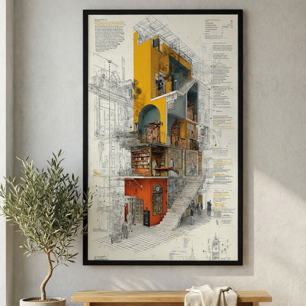 Architectural Blueprint Art Canvas