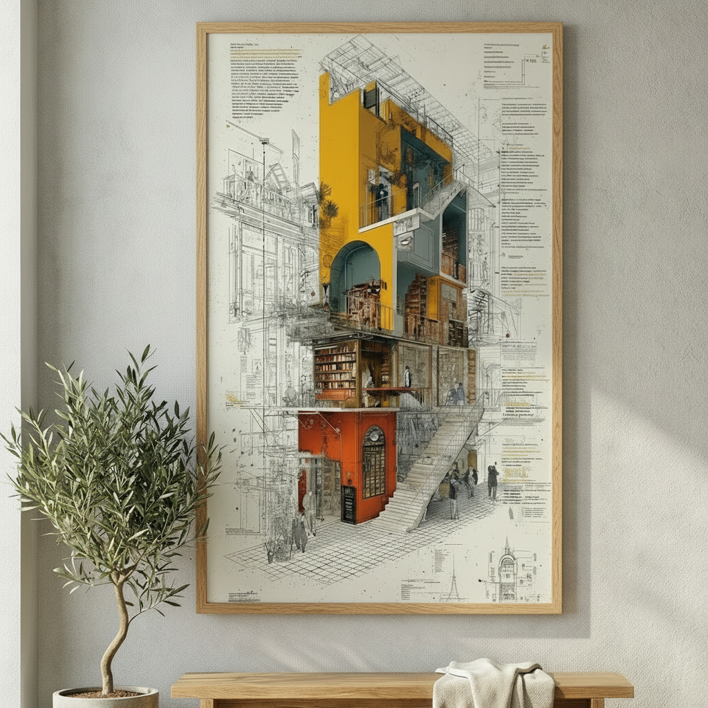 Architectural Blueprint Art Canvas