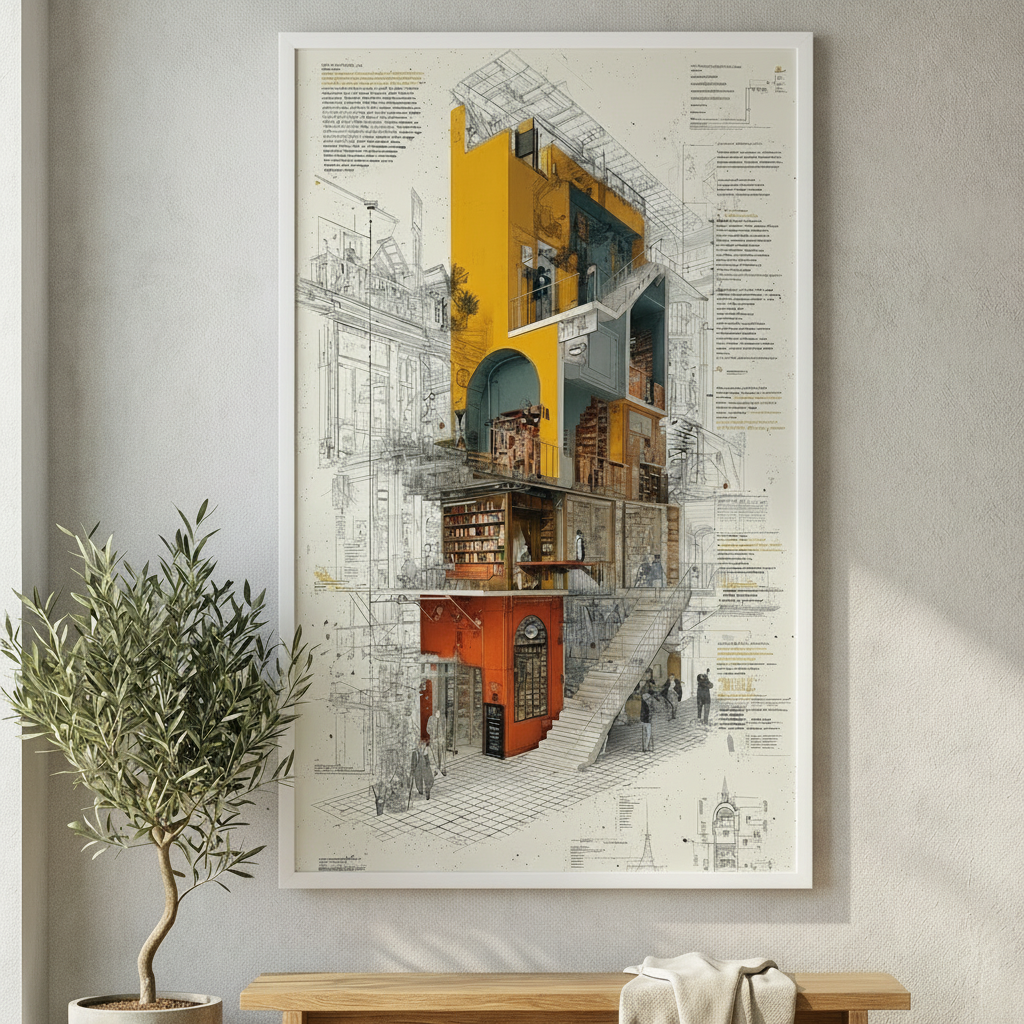 Architectural Blueprint Art Canvas