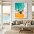 Colorful Kayaks Beach Aerial Canvas Art