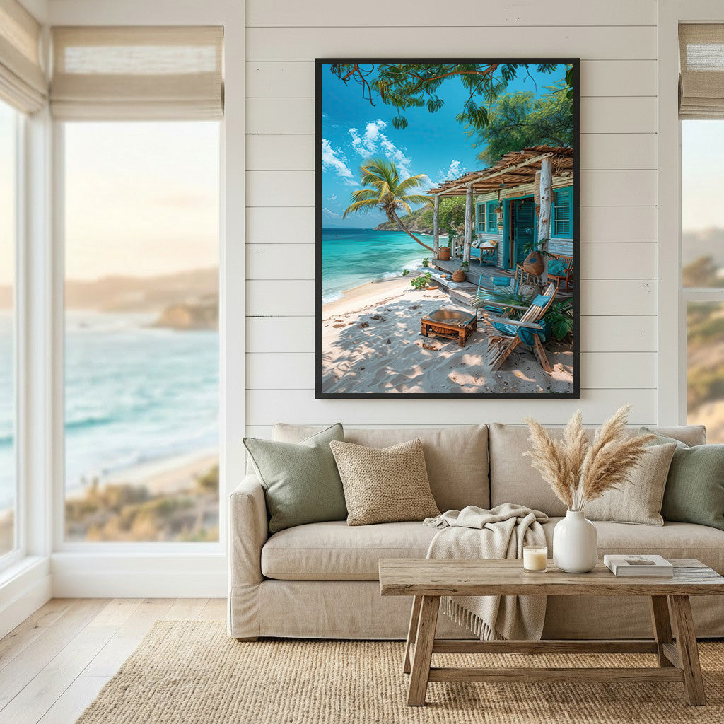 Tropical Beach House Coastal Canvas Art