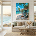 Tropical Beach House Coastal Canvas Art