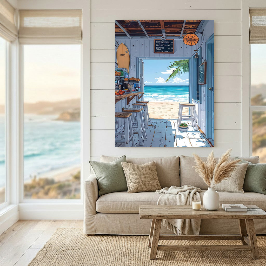 Seaside Beach Bar View Canvas Art