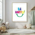 Be Happy Colorful Typography Canvas Wall Art