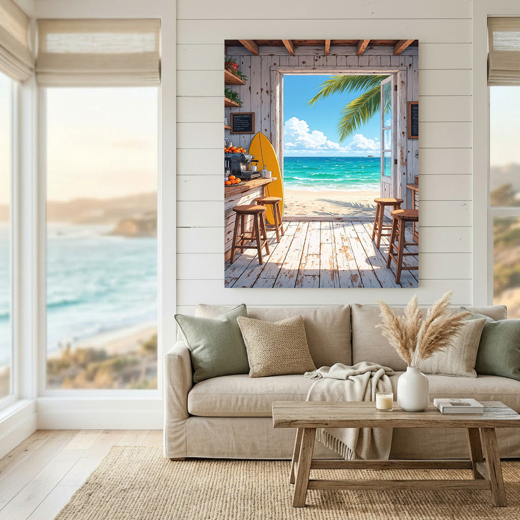 Beach Cafe Doorway Canvas Art