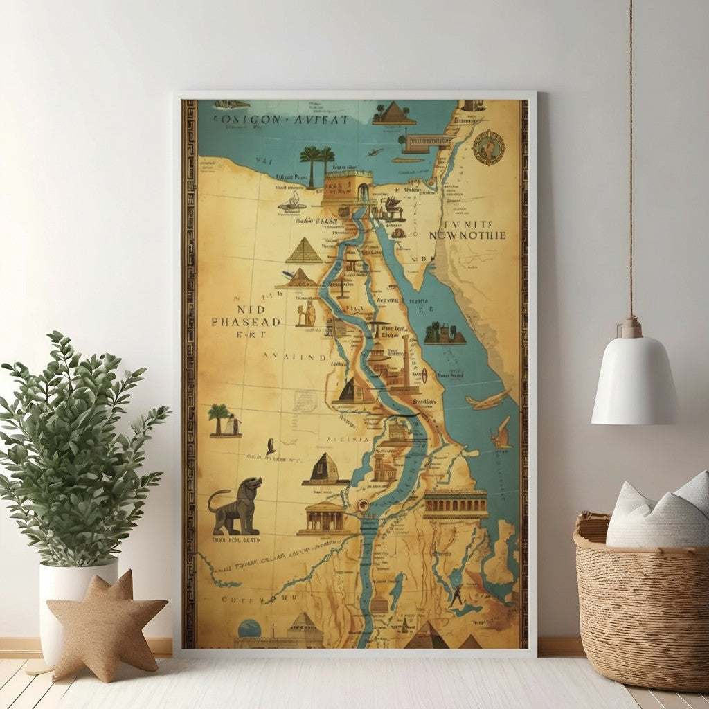 Vintage Egyptian Map Wall Art