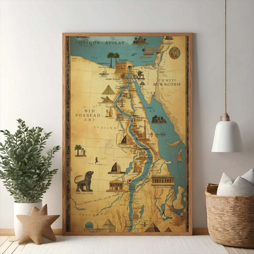 Vintage Egyptian Map Wall Art
