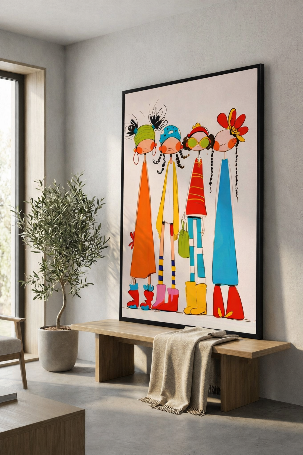 Colorful Friends Illustrated Canvas
