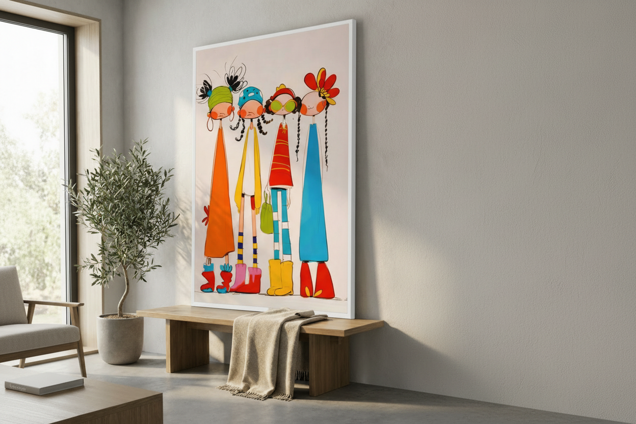 Colorful Friends Illustrated Canvas