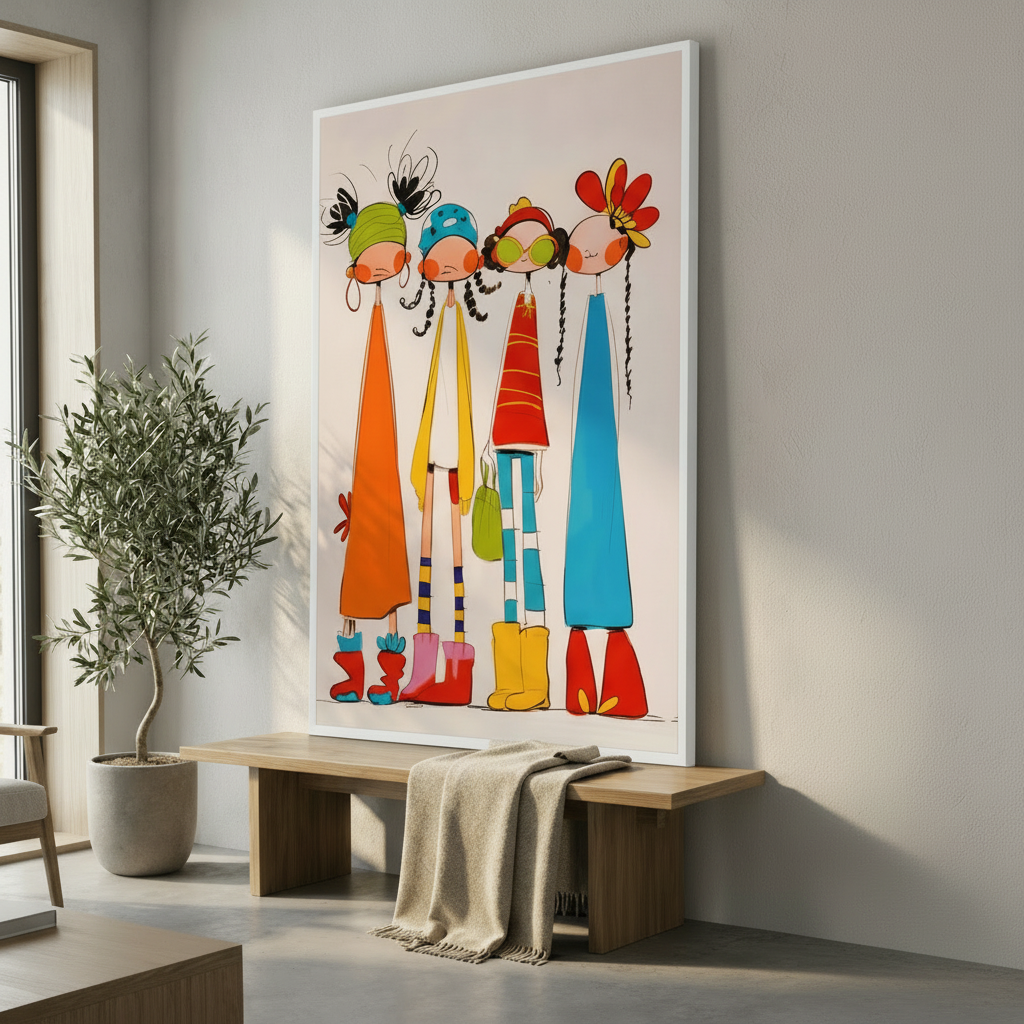 Colorful Friends Illustrated Canvas