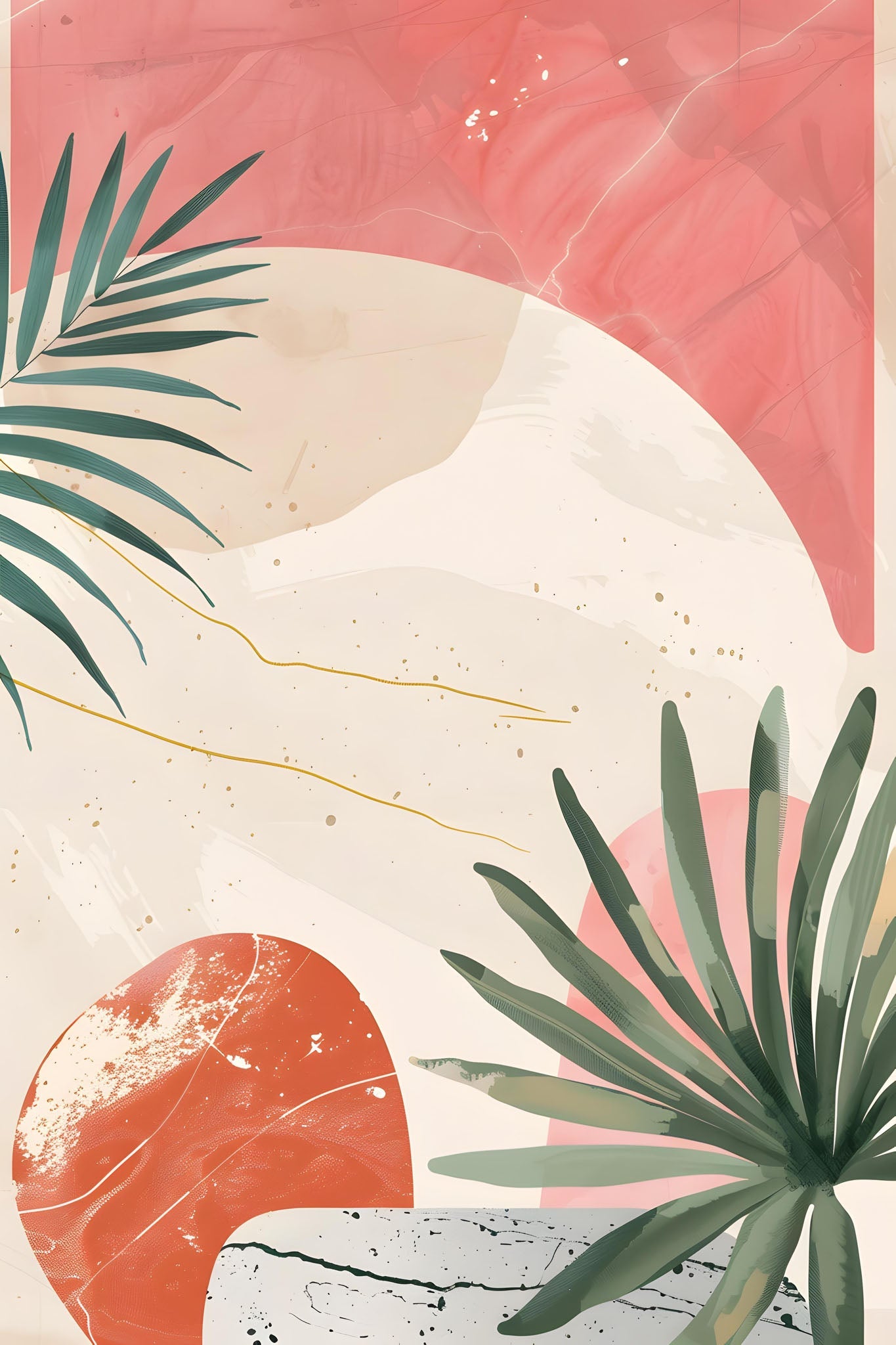 Abstract Botanical Palm Leaf Artwork