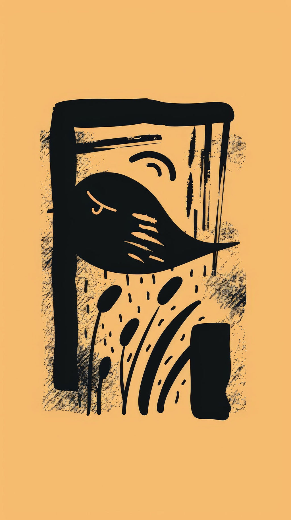 Abstract Bird And Plant Art Print