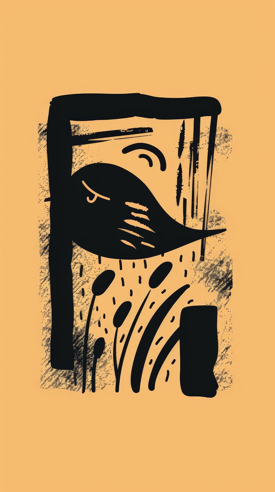 Abstract Bird And Plant Art Print