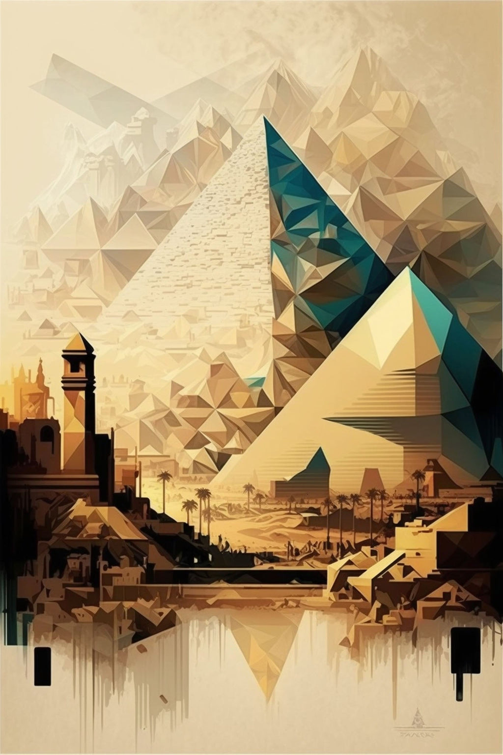 Geometric Egyptian Landscape Wall Art