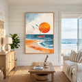 Abstract Sunset Sailboat Beach Wall Art