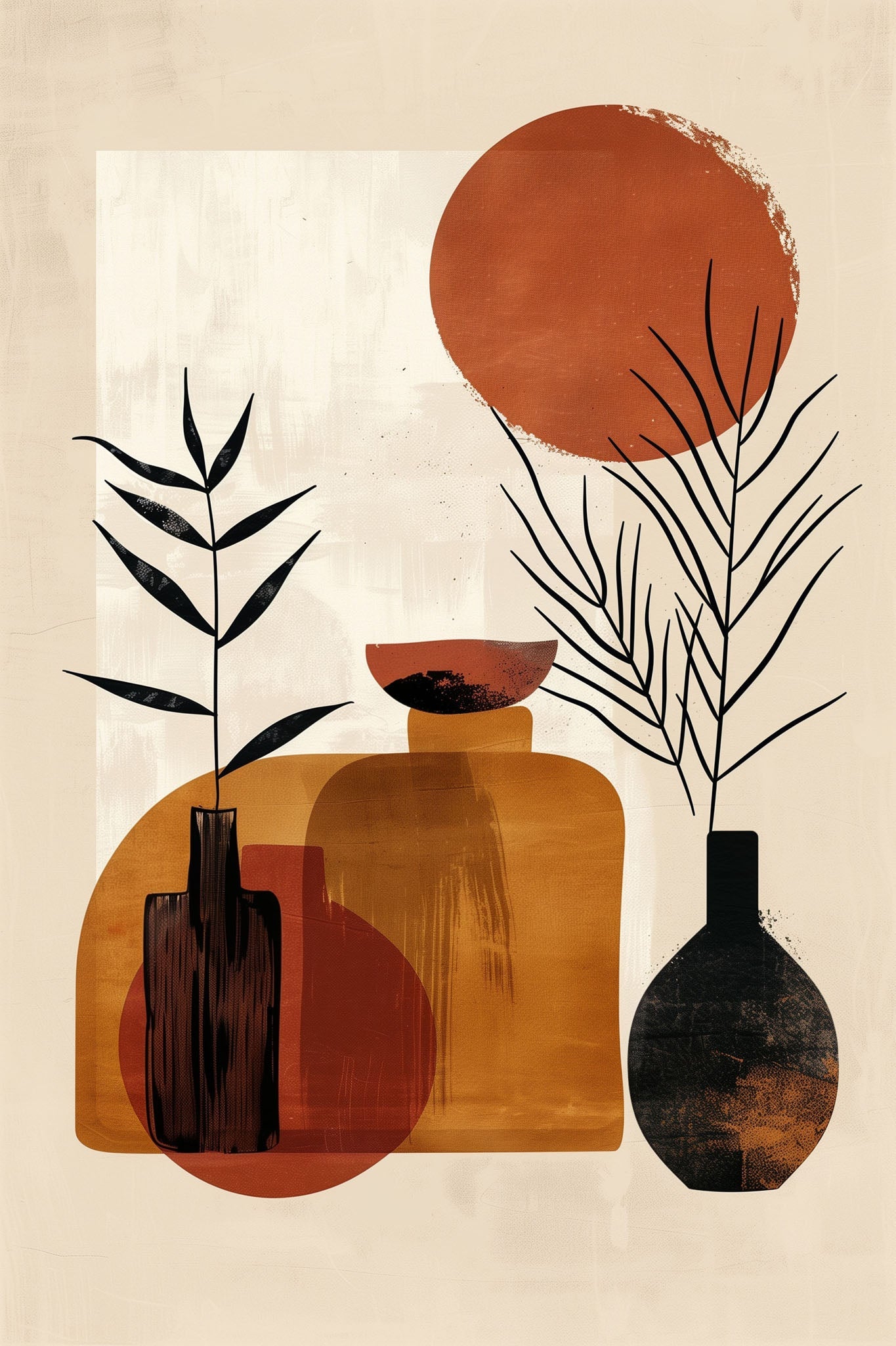 Abstract Botanical Vase Wall Art