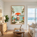 Tropical Beach Scene With Person Under Umbrella