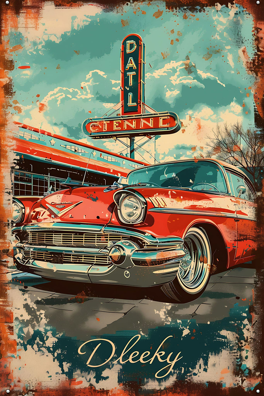 Vintage Car Diner Wall Art