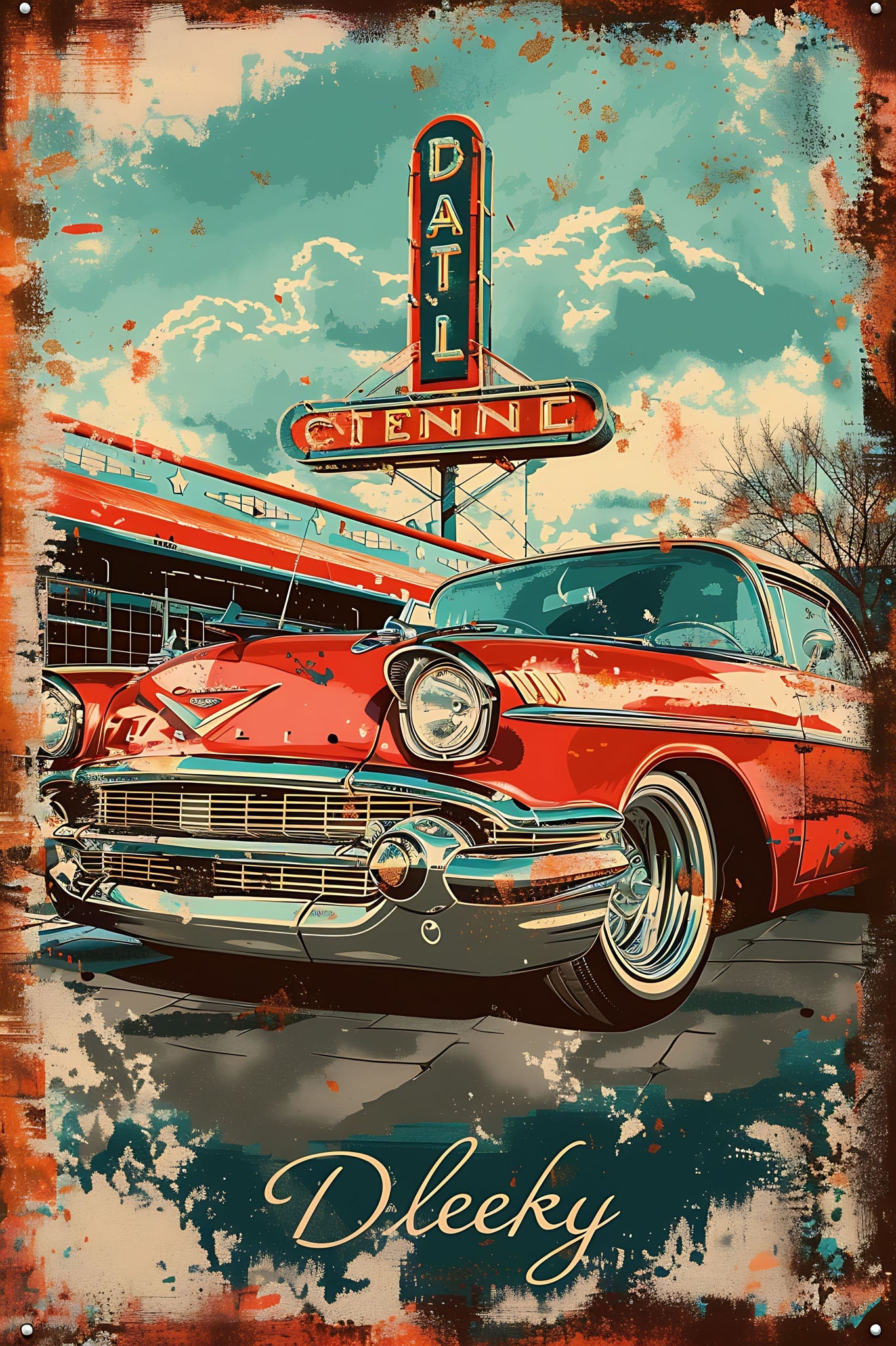 Vintage Car Diner Wall Art