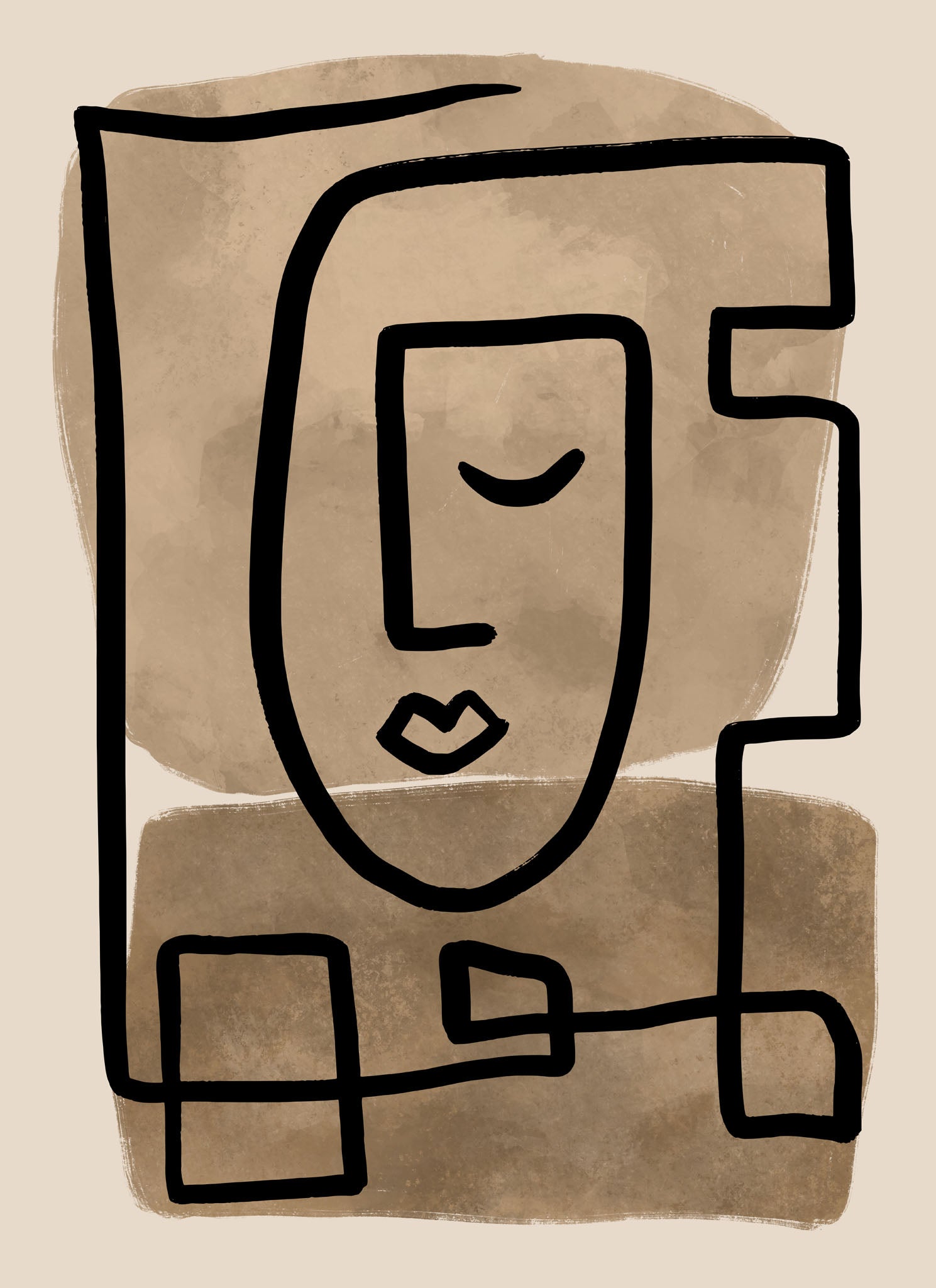 Abstract Face Line Art Print