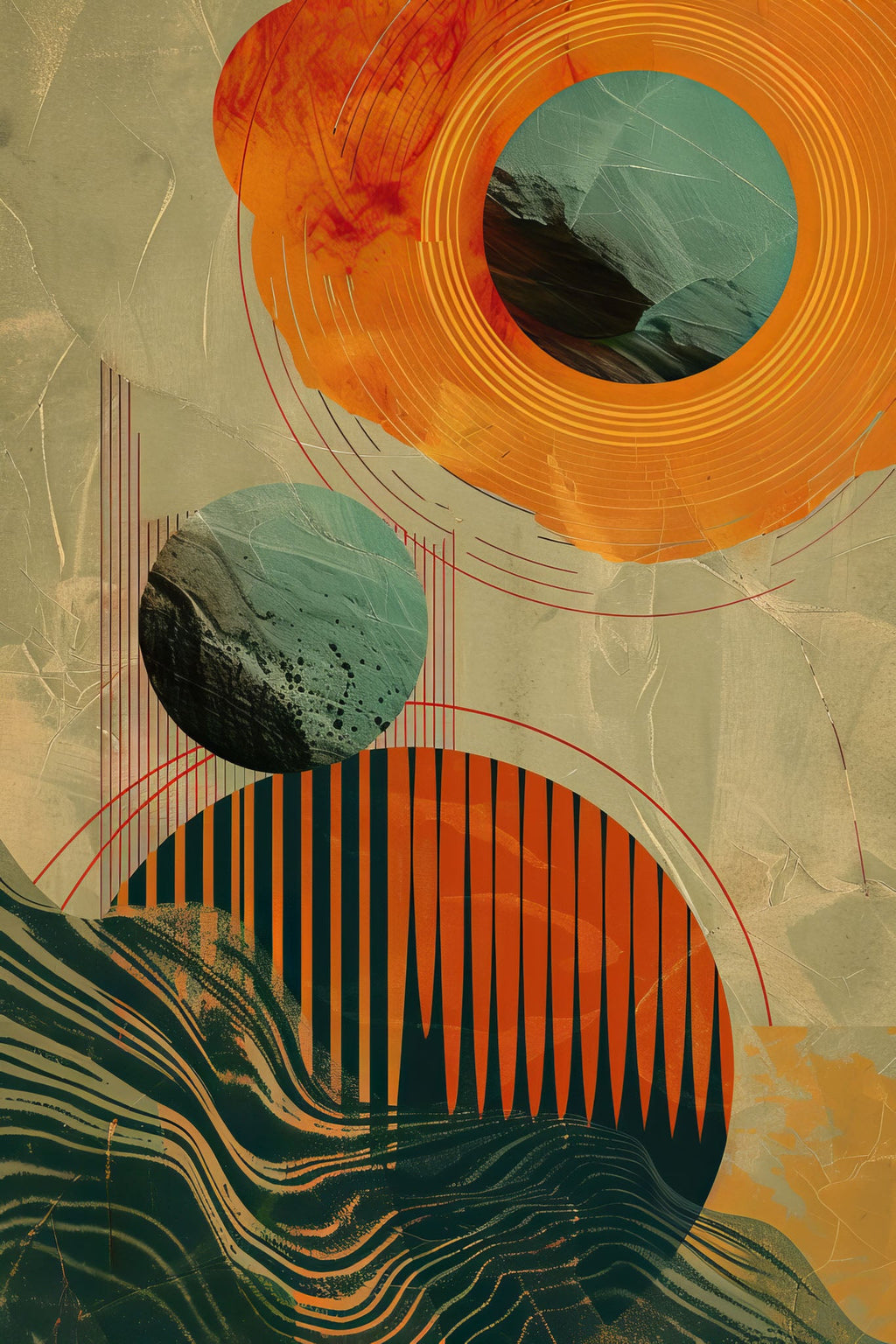 Abstract Geometric Circles And Lines Wall Art