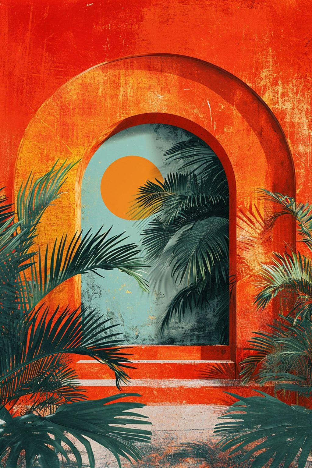 Tropical Archway With Palm Fronds