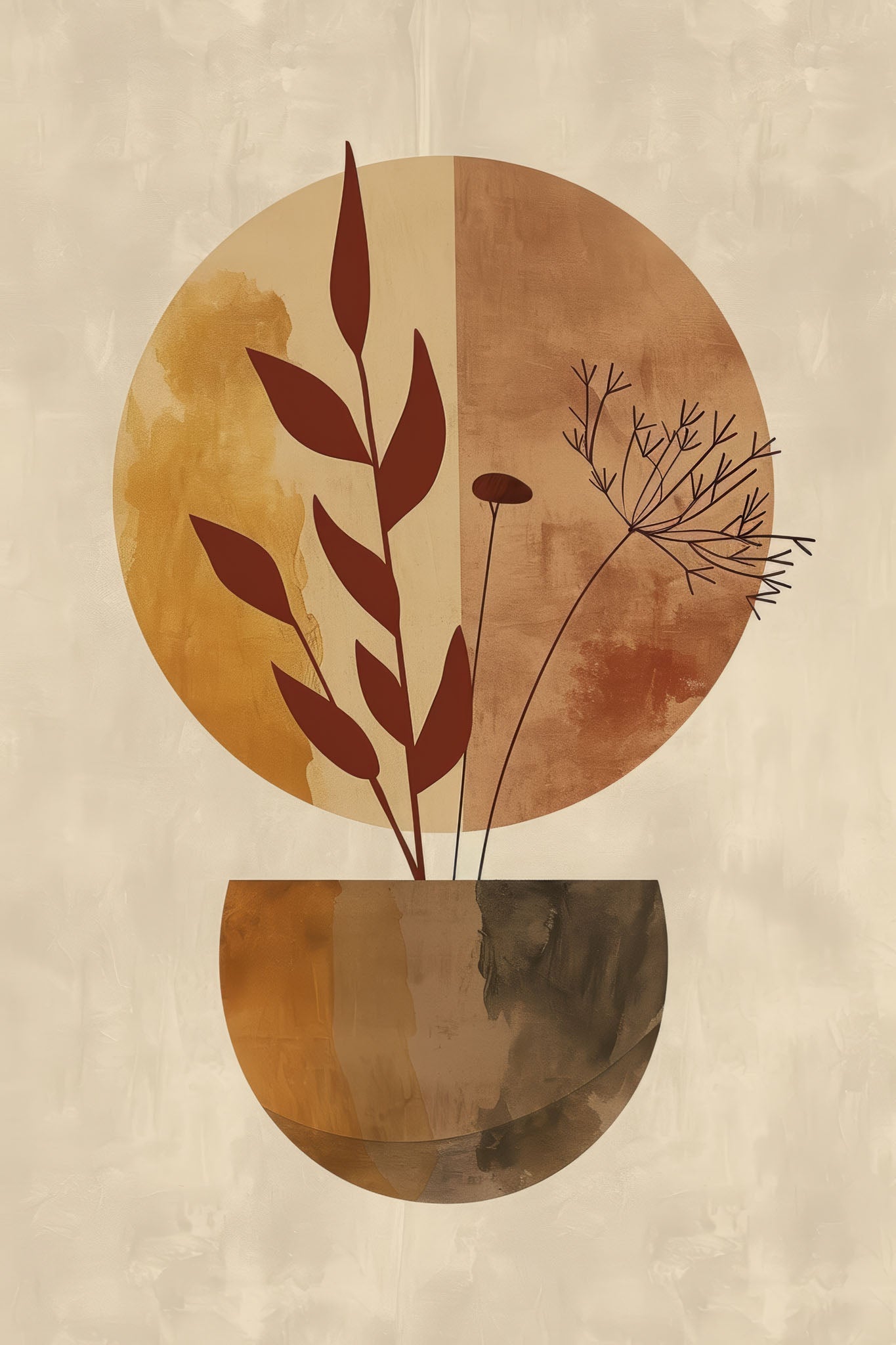 Abstract Botanical Vase Wall Art