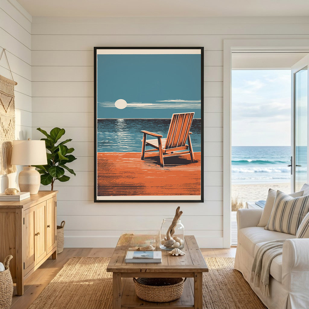 Coastal Adirondack Chair Art Print