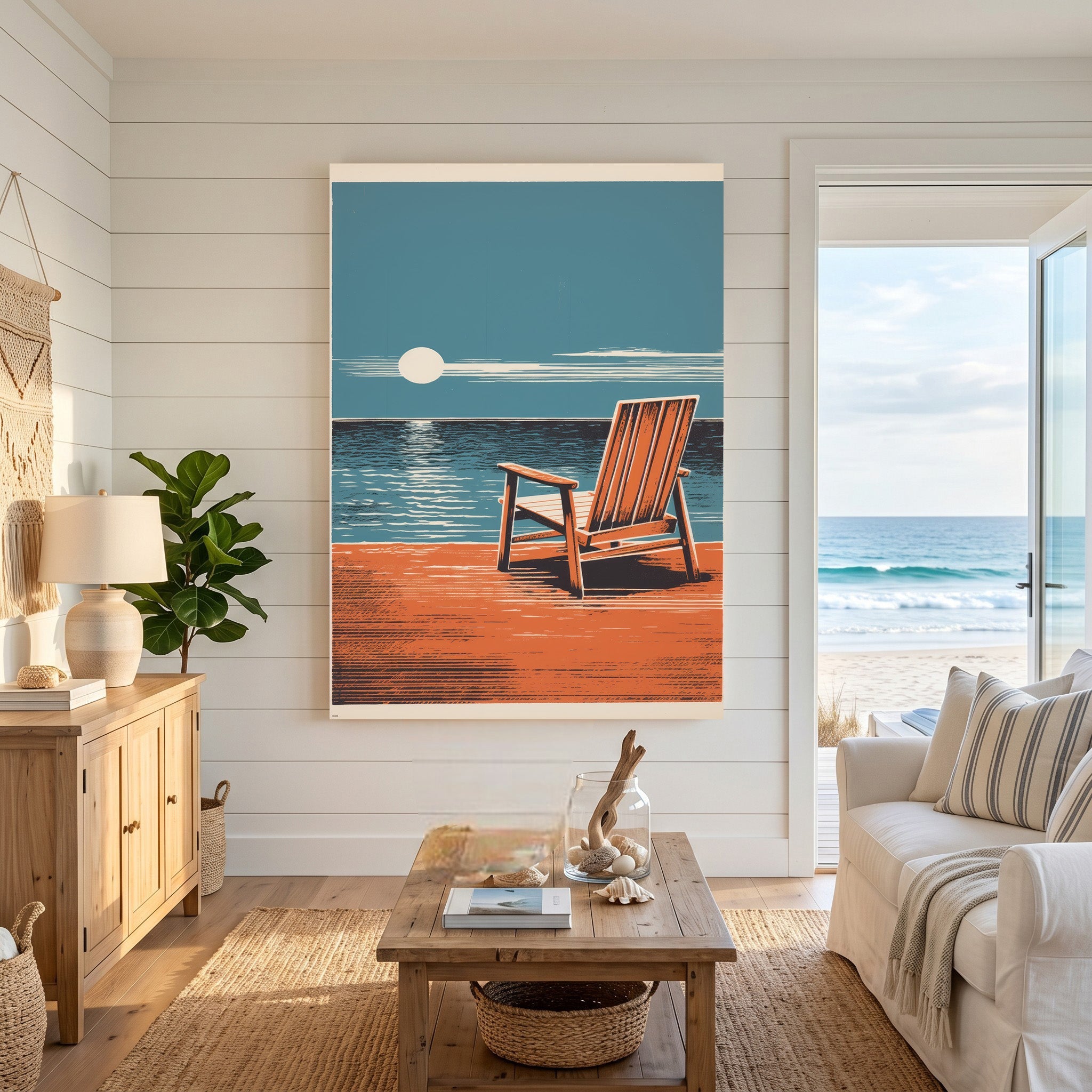 Coastal Adirondack Chair Art Print