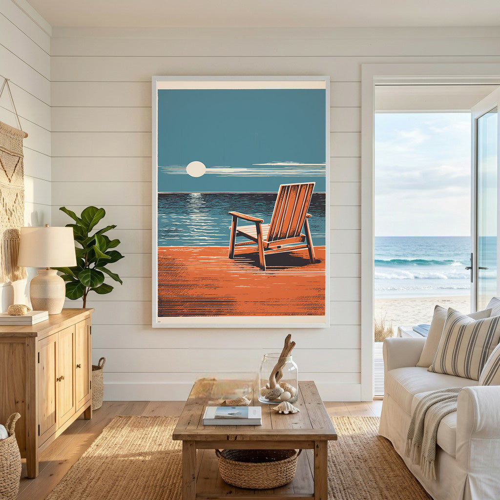 Coastal Adirondack Chair Art Print