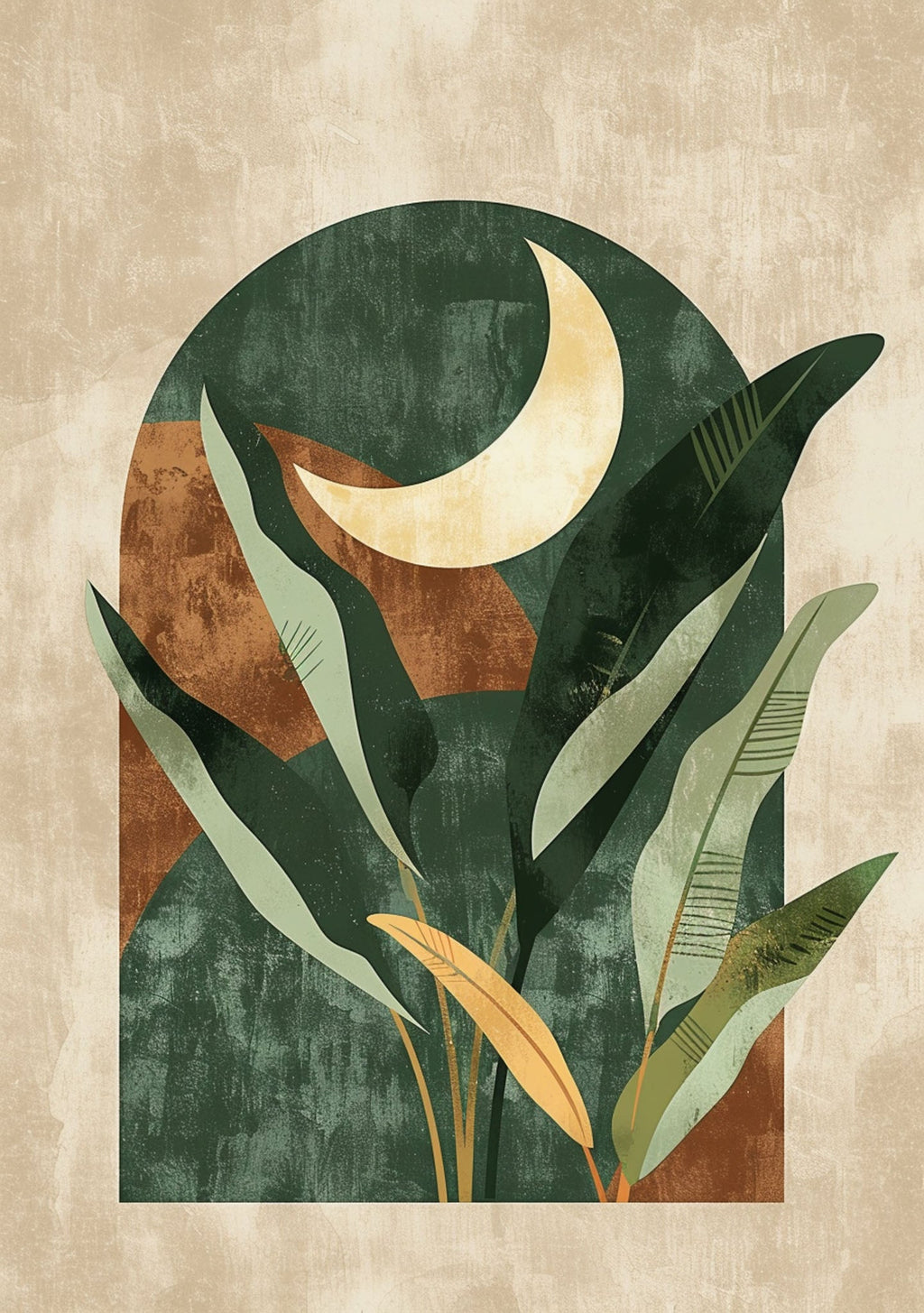 Abstract Botanical Archway Moonscape Wall Art