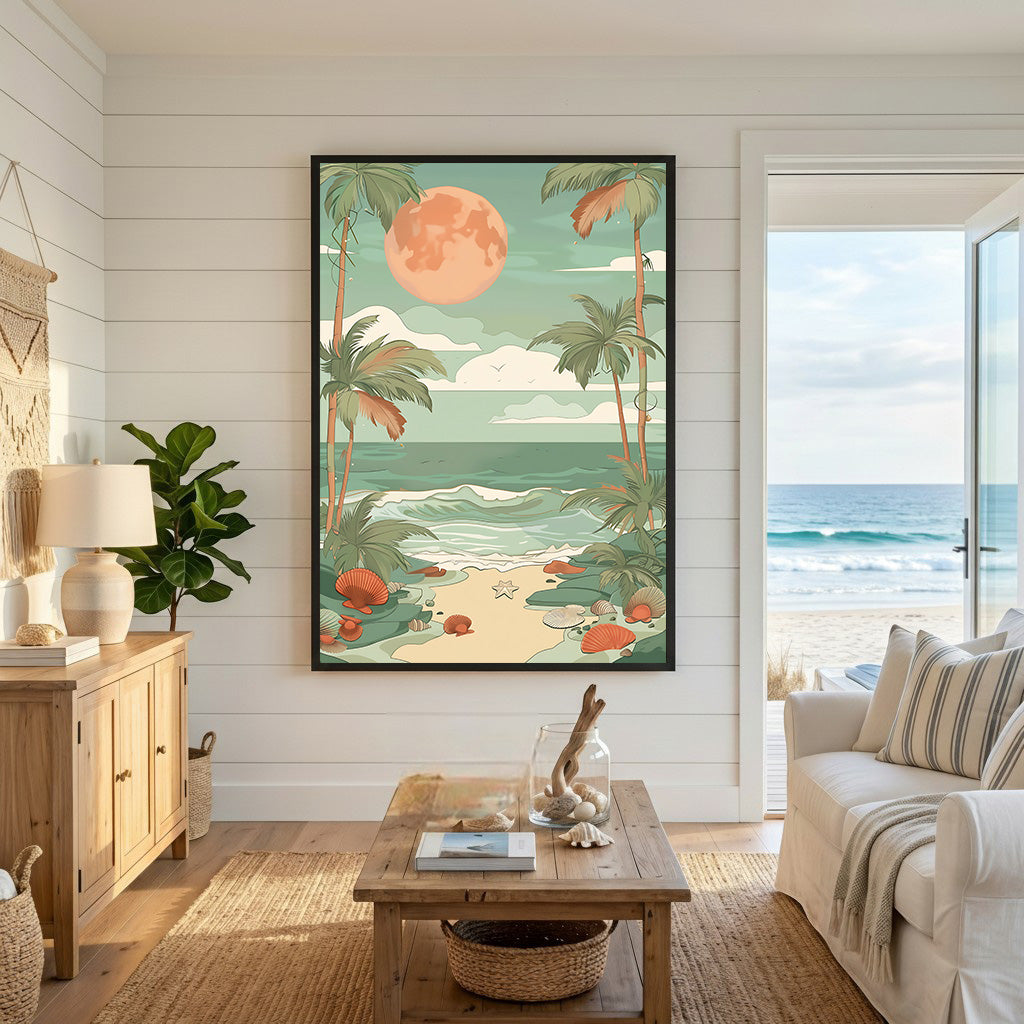 Tropical Beach Moonscape Wall Art