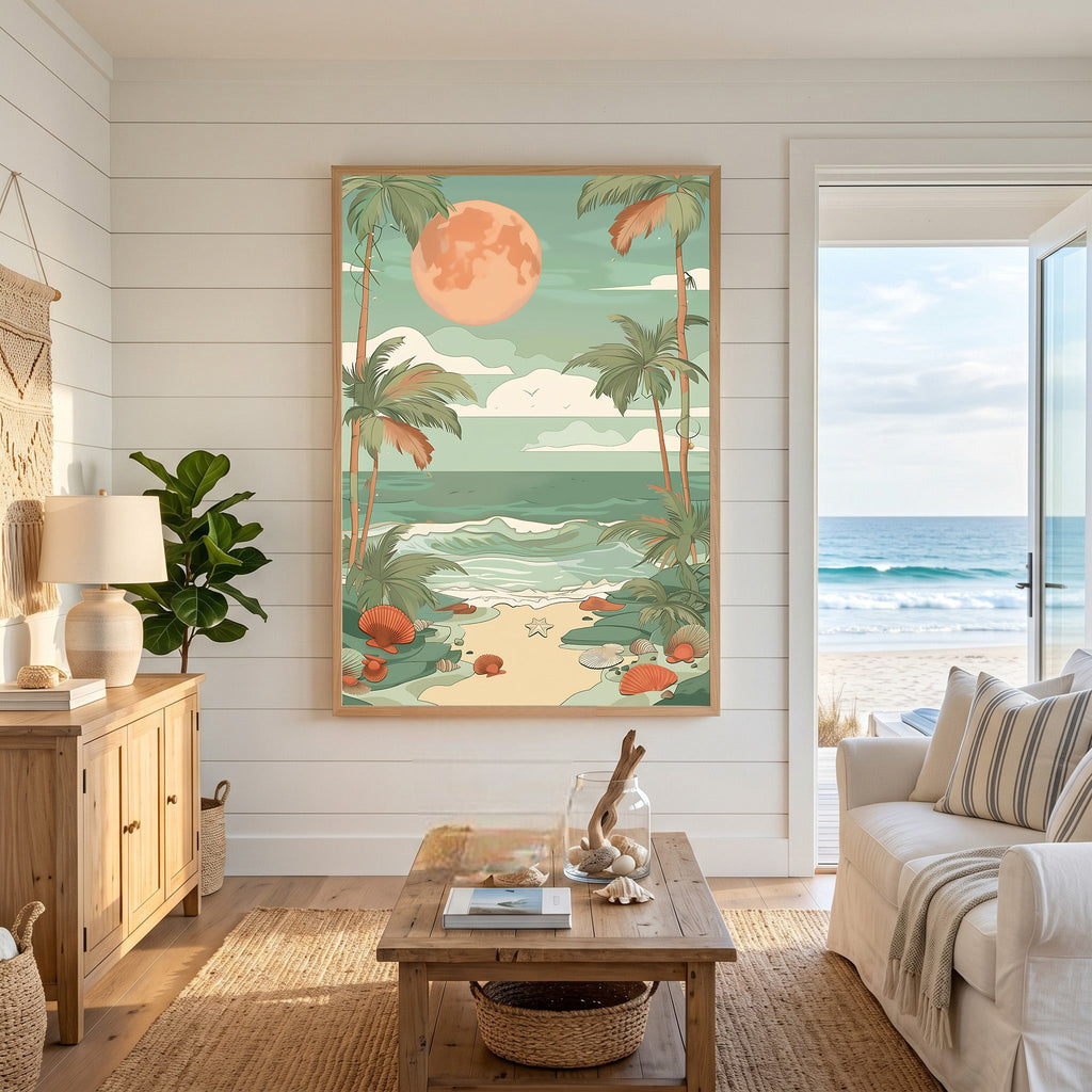 Tropical Beach Moonscape Wall Art