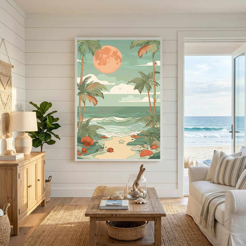 Tropical Beach Moonscape Wall Art