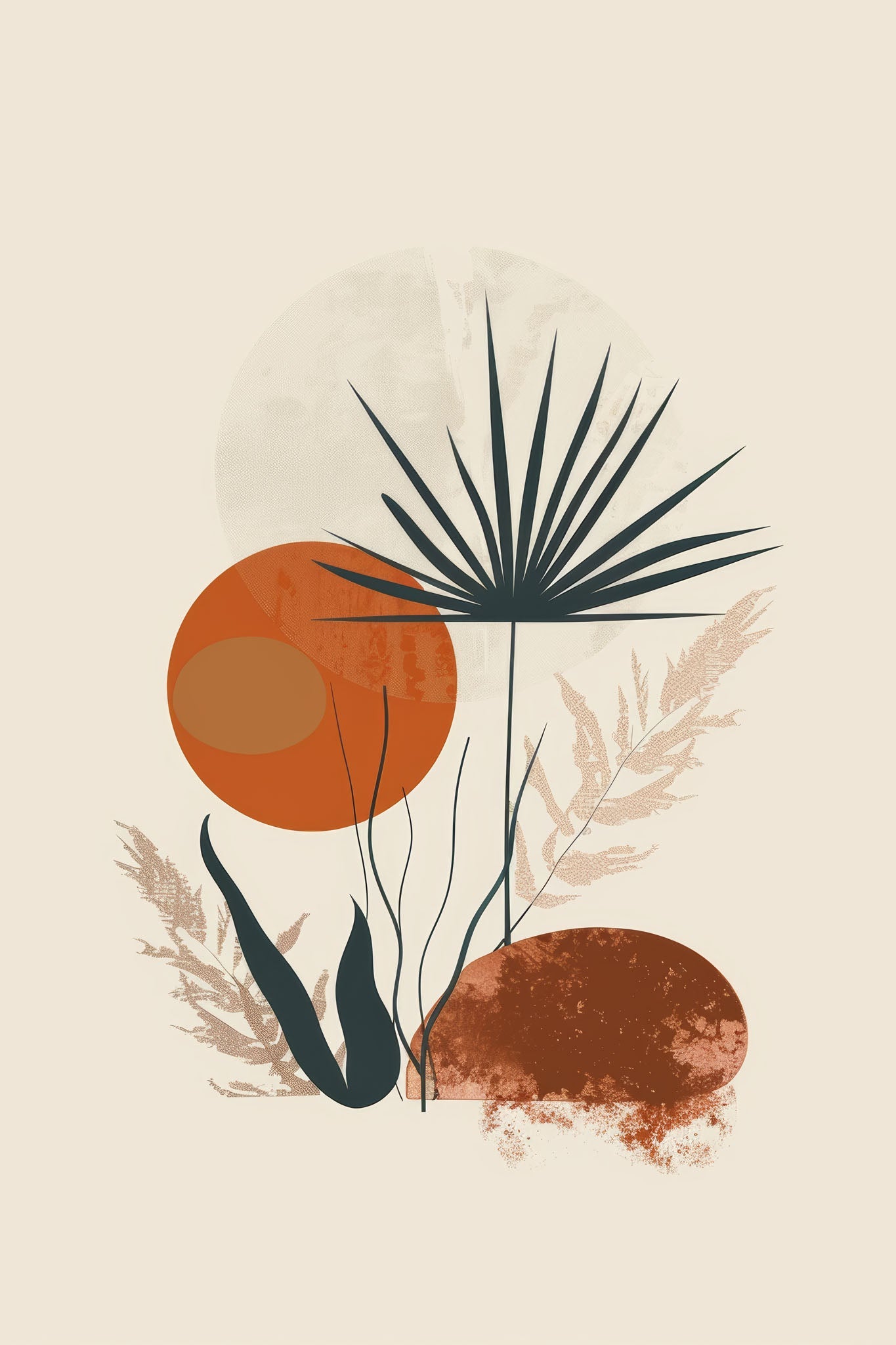 Abstract Botanical Mid Century Modern Wall Art