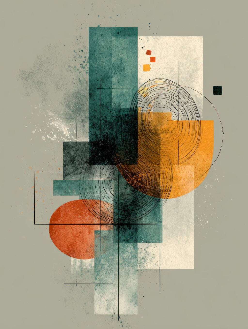 Abstract Geometric Composition Wall Art