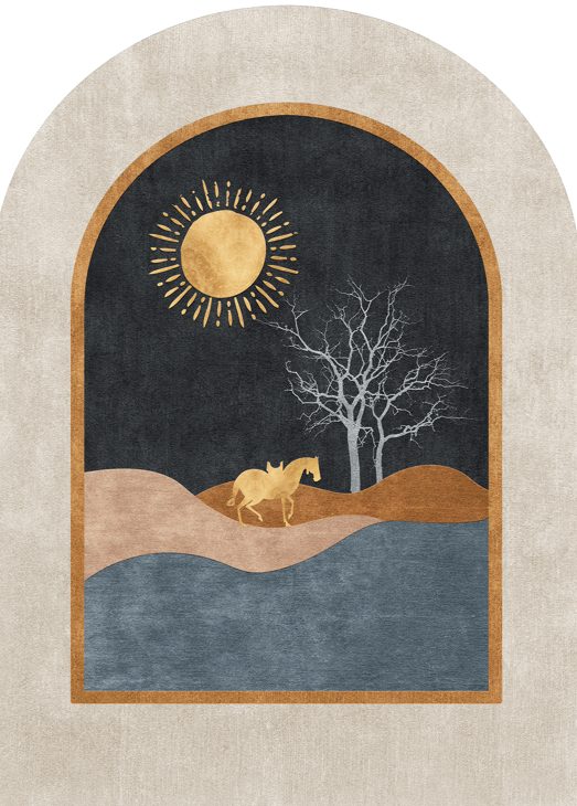 Abstract Archway Landscape With Horse And Sun