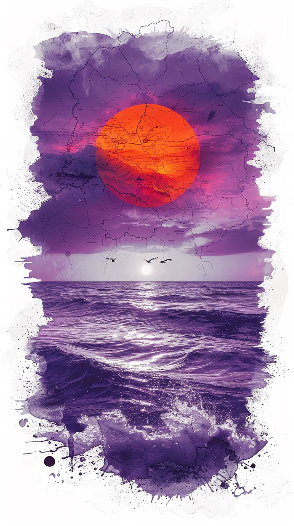 Dramatic Sunset Over The Ocean Wall Art